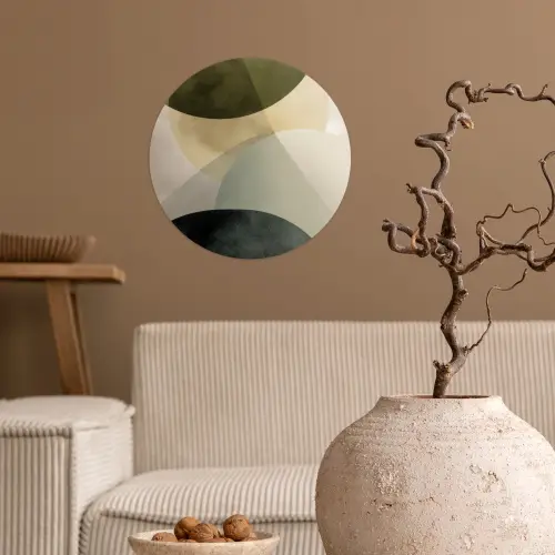 Vlakken - Abstract - Beige - Cirkels Wandcirkel behangsticker klein -sfeer1