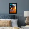 Palm - Zonsondergang - Horizon - Strand - Zee - Tropisch fotolijst zwart zonder passe partout klein -sfeer3