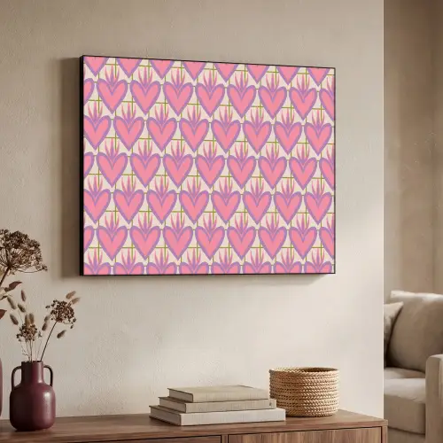 Patroon - Roze - Hartjes Textielframe zwart klein 947 -sfeer3
