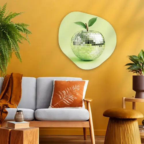 Groen - Disco - Decoratie - Appel Wandcirkel Organisch Aluminium middel -sfeer4