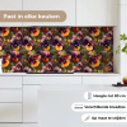 Warm - Patroon - Penseel - Viooltjes keuken achterwand 2 middel 871 -sfeer4_NL