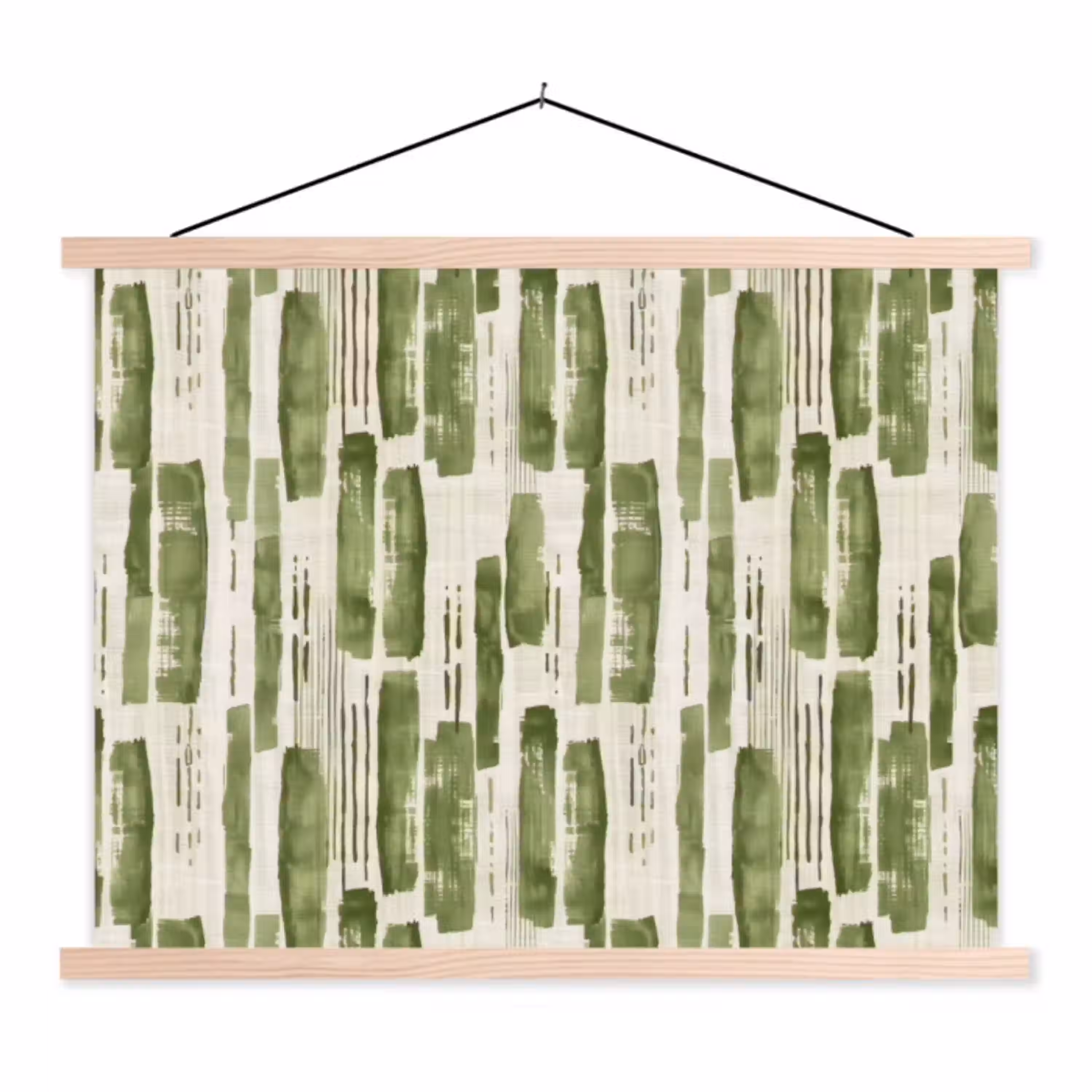 Groen - Abstract - Penseelstreken - Linnen - Patroon textielposter latten blank klein 122 -3d