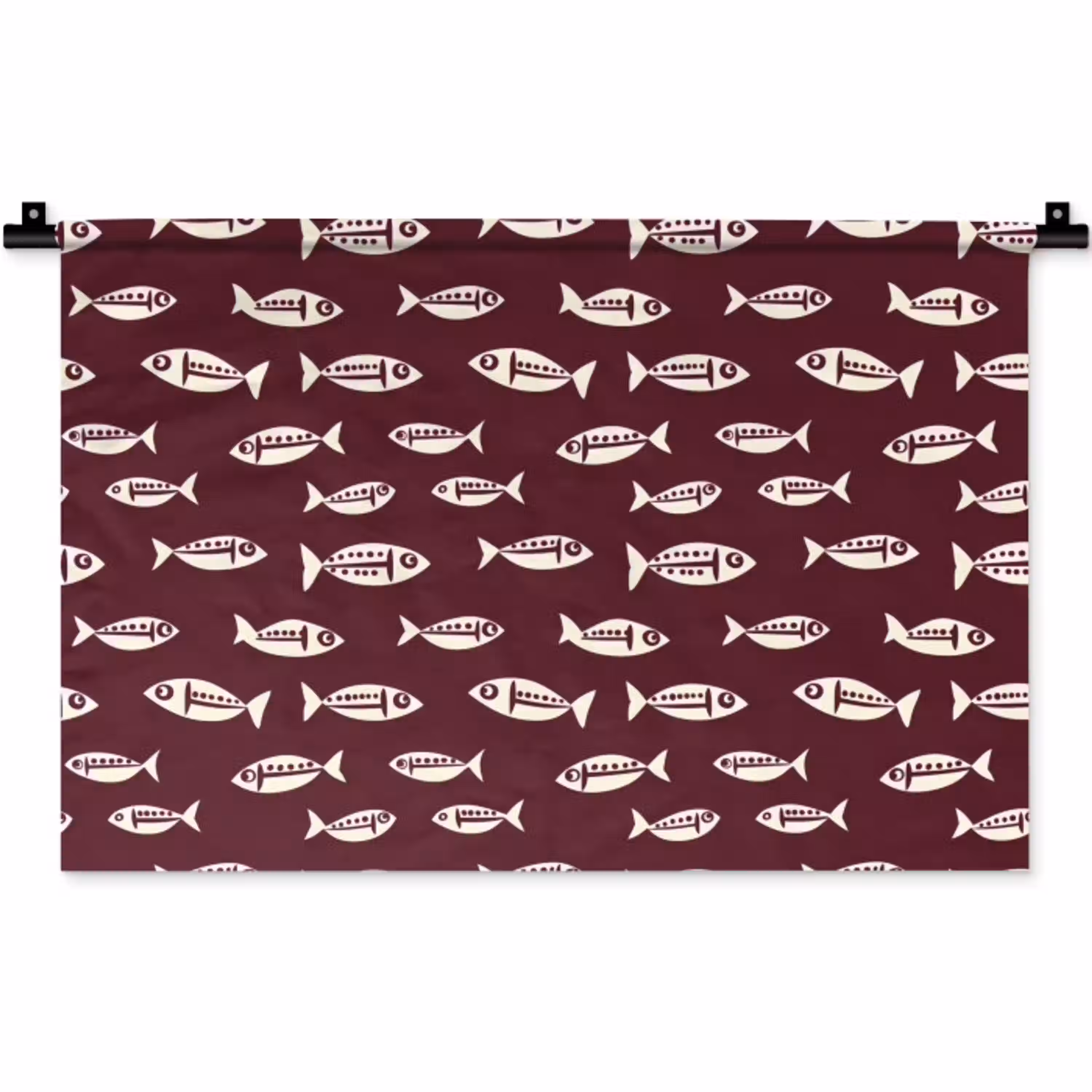 Vissen - Grafisch - Patroon - Donker Wandkleed katoen klein 269 -zz3d