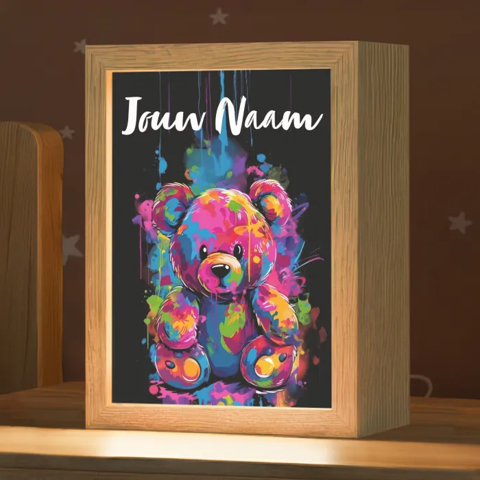 Beer - Verf - Kleurrijk - Knuffeldier Light Box met kabel (Kinderlampje) klein -zzz_3d_website