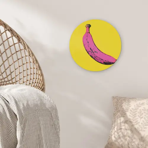 Banaan - Grafisch - Geel Akoestische PET Vilt - Rond klein -sfeer4