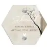 Boomsilhouet beige achtergrond - Sierlijk Naambord Hexagon klein -3d