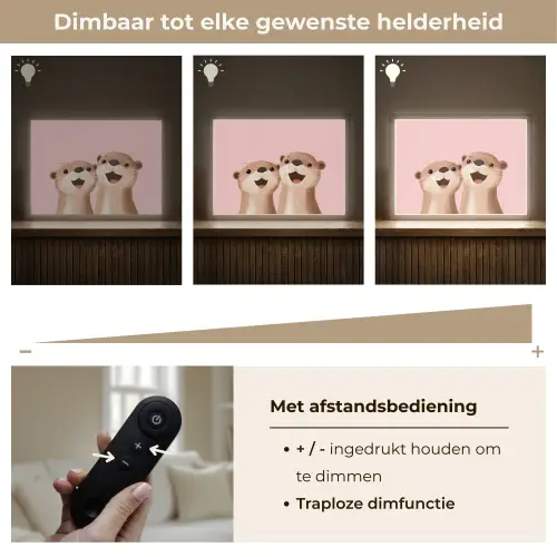 Otters - Glimlach - Bruin Light Box met batterij (Wandlamp kind) middel -USP_dimbaarNL