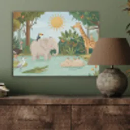 Jungle - Oase - Dieren - Kleurrijk PET vilt klein -sfeer2