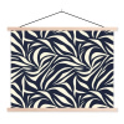 Bladvormen - Blauw - Patroon - Wit textielposter latten blank klein 122 -3d