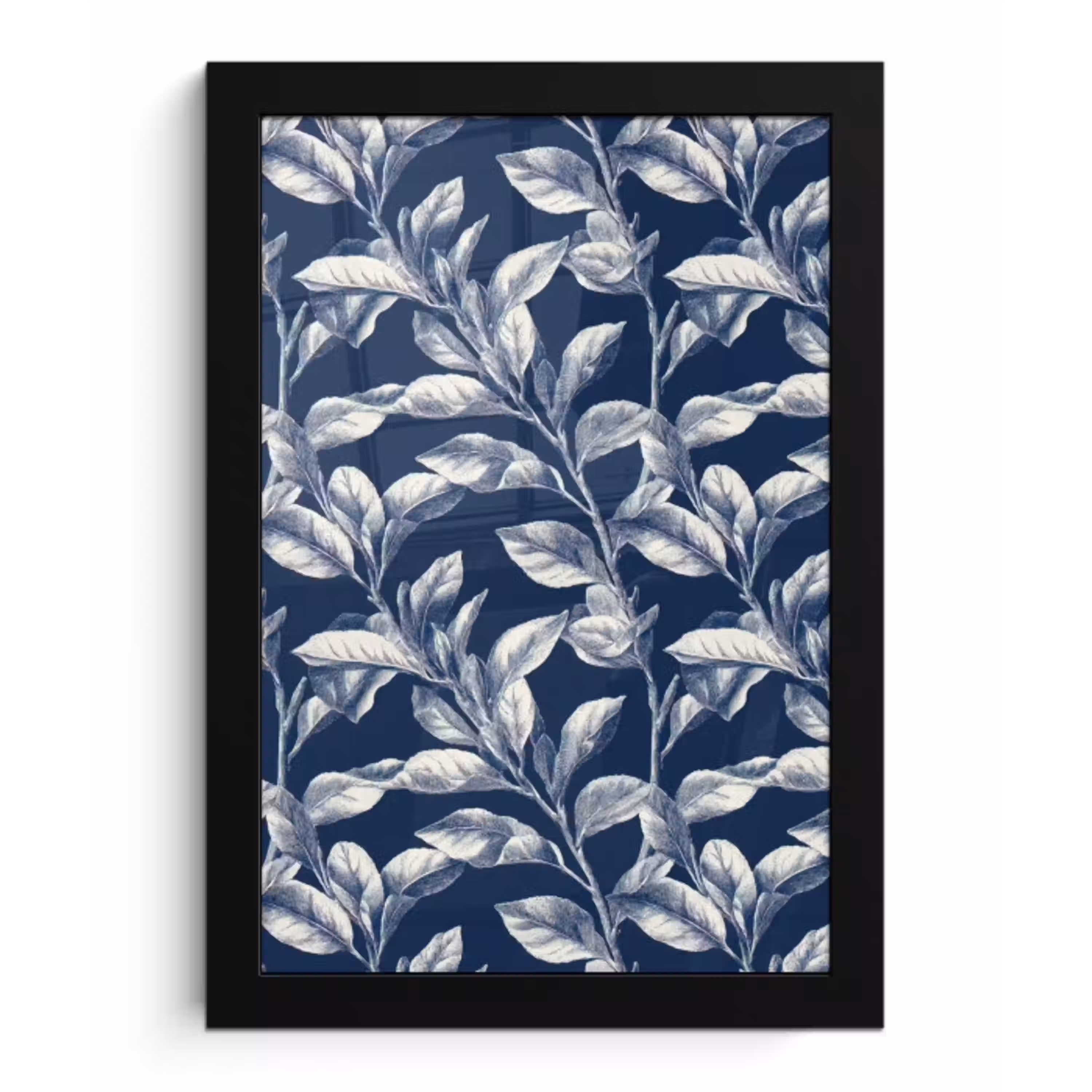 Botanisch - Patroon - Blauw fotolijst zwart zonder passe partout klein 224 -3d
