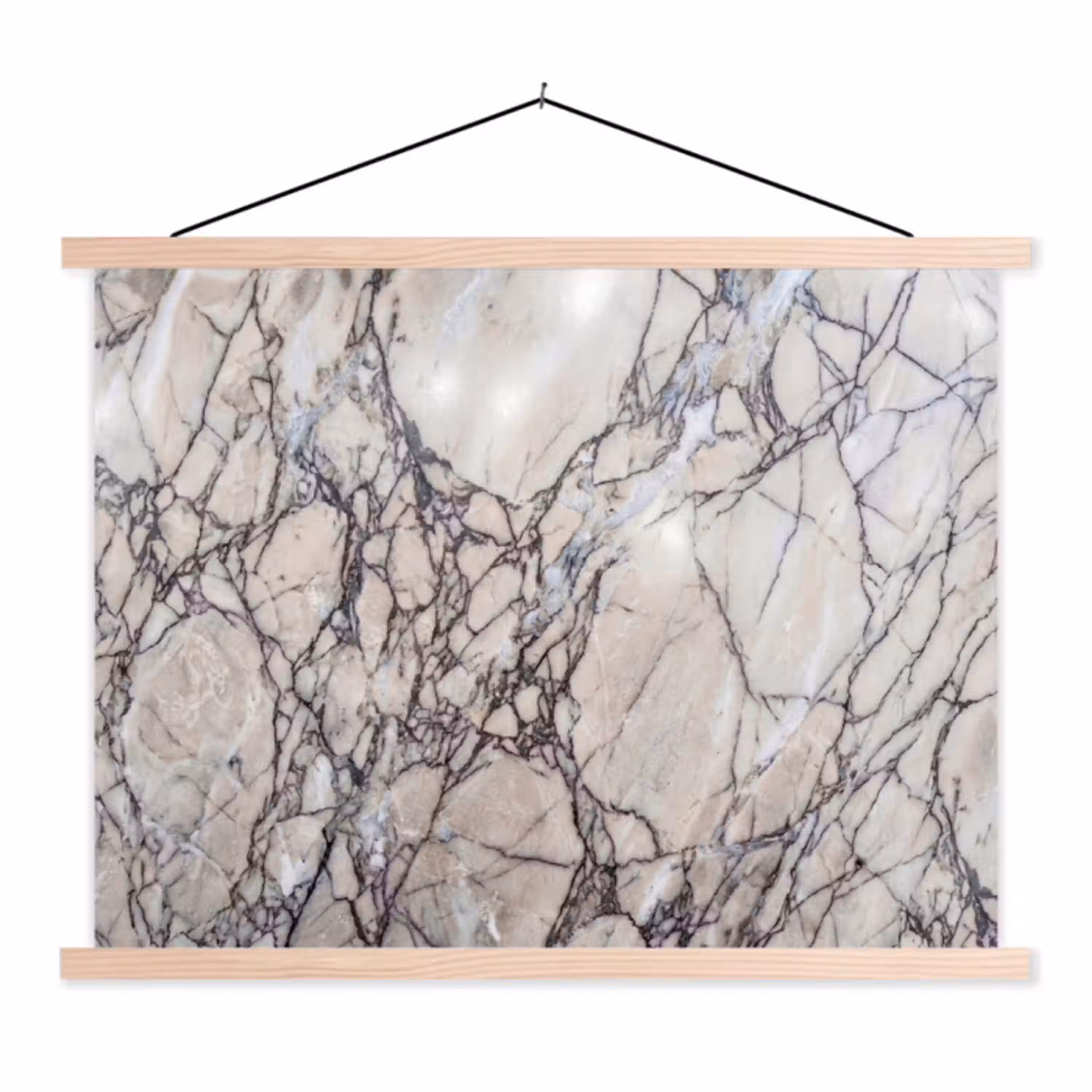 Marmer - Aderen - Patroon - Wit - Grijs textielposter latten blank klein -3d