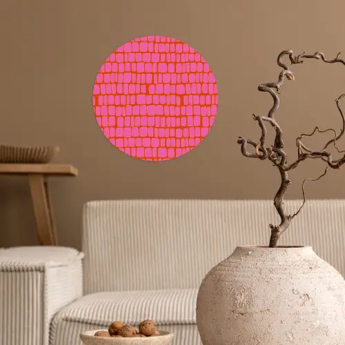 Organisch - Raster - Roze Wandcirkel behangsticker klein 186 -sfeer1