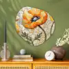 Klaprozen - Oranje - Mozaïek - Bladeren Wandcirkel Organisch Plexiglas middel -sfeer2