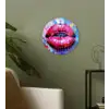 Graffiti - Lippen - Felroze - Geschilderd Wandcirkel kunststof plaat 5mm dik klein -sfeer3