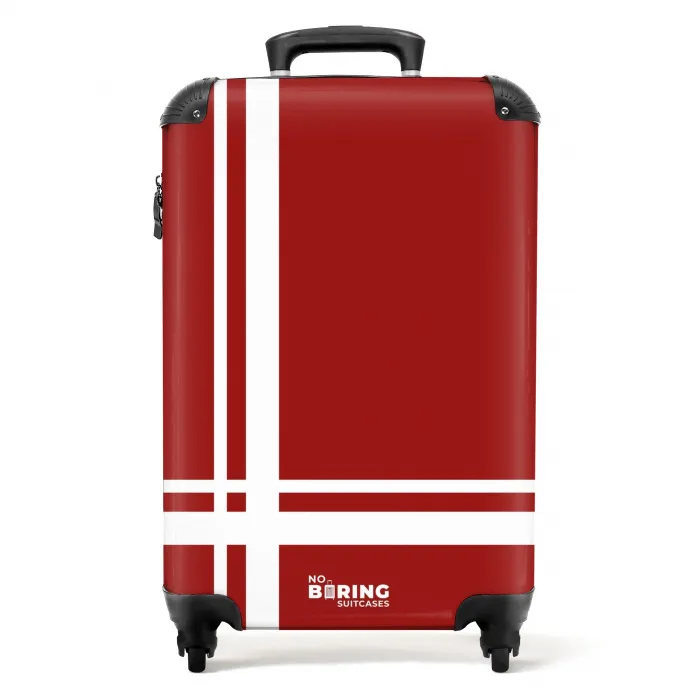 Rode achtergrond met wit kruispatroon linksonder NBS - Handbagage koffer - Kinderen Unisex middel -productfoto_recht