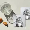 Kat - Bril - Mok - Pluizig onderzetter kurk middel -sfeer4
