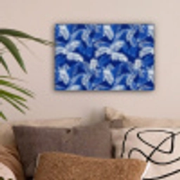 Palmblad - Patroon - Blauw canvas 2cm klein 34 -sfeer1
