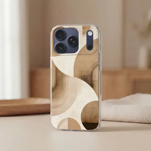 Retro - Geometrische lagen - Aardetinten Telefoonhoesje iPhone 17 Pro klein -sfeer2