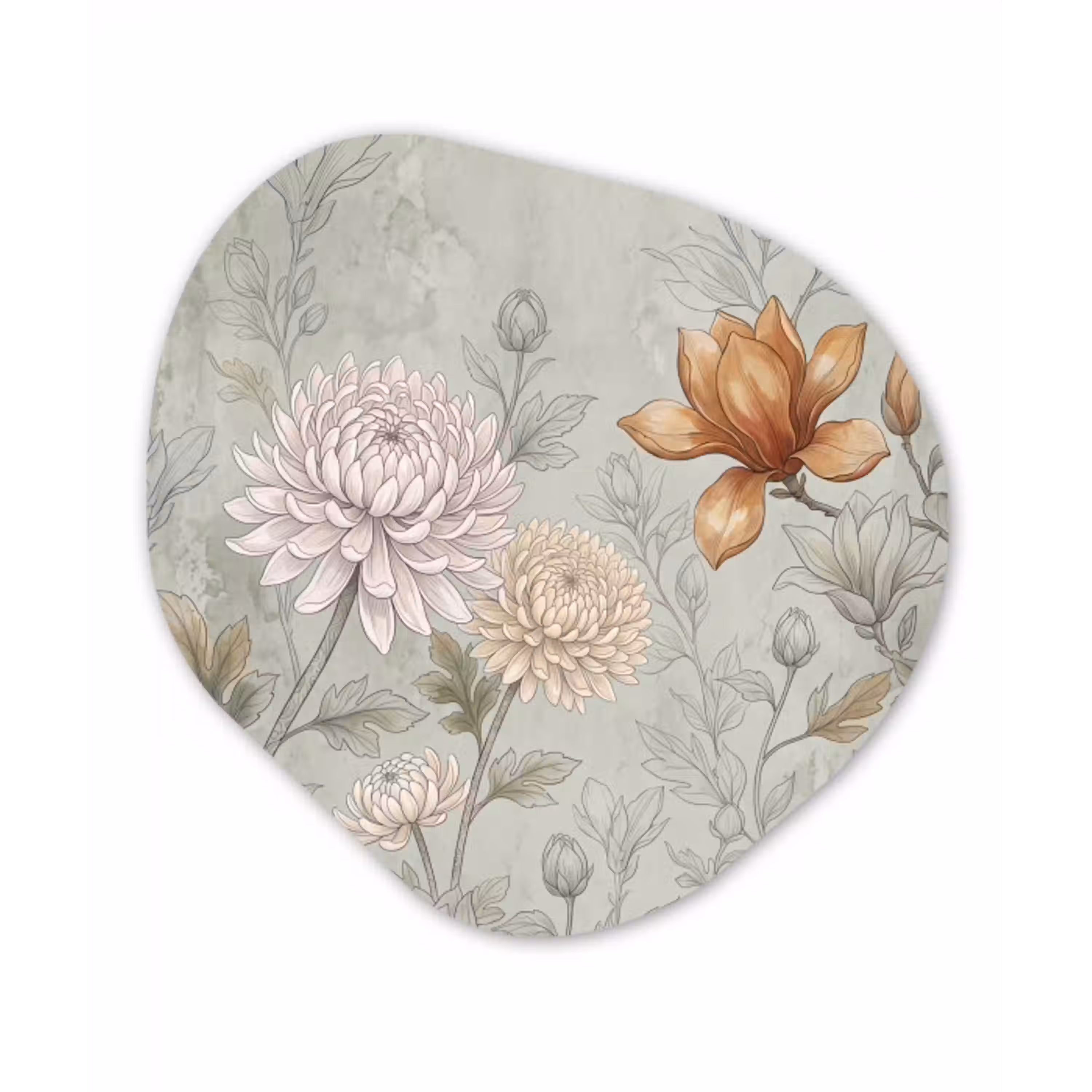 Illustratie - Bloemen - Groen Wandcirkel Organisch Forex 3mm klein -3d