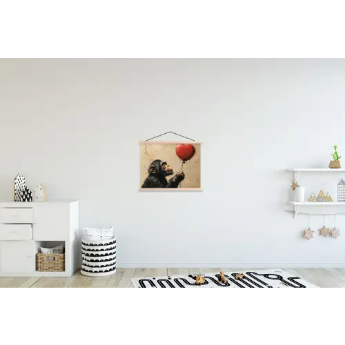 Street art - Chimpansee - Ballon - Graffiti - Banksy textielposter latten blank klein -kinderkamer