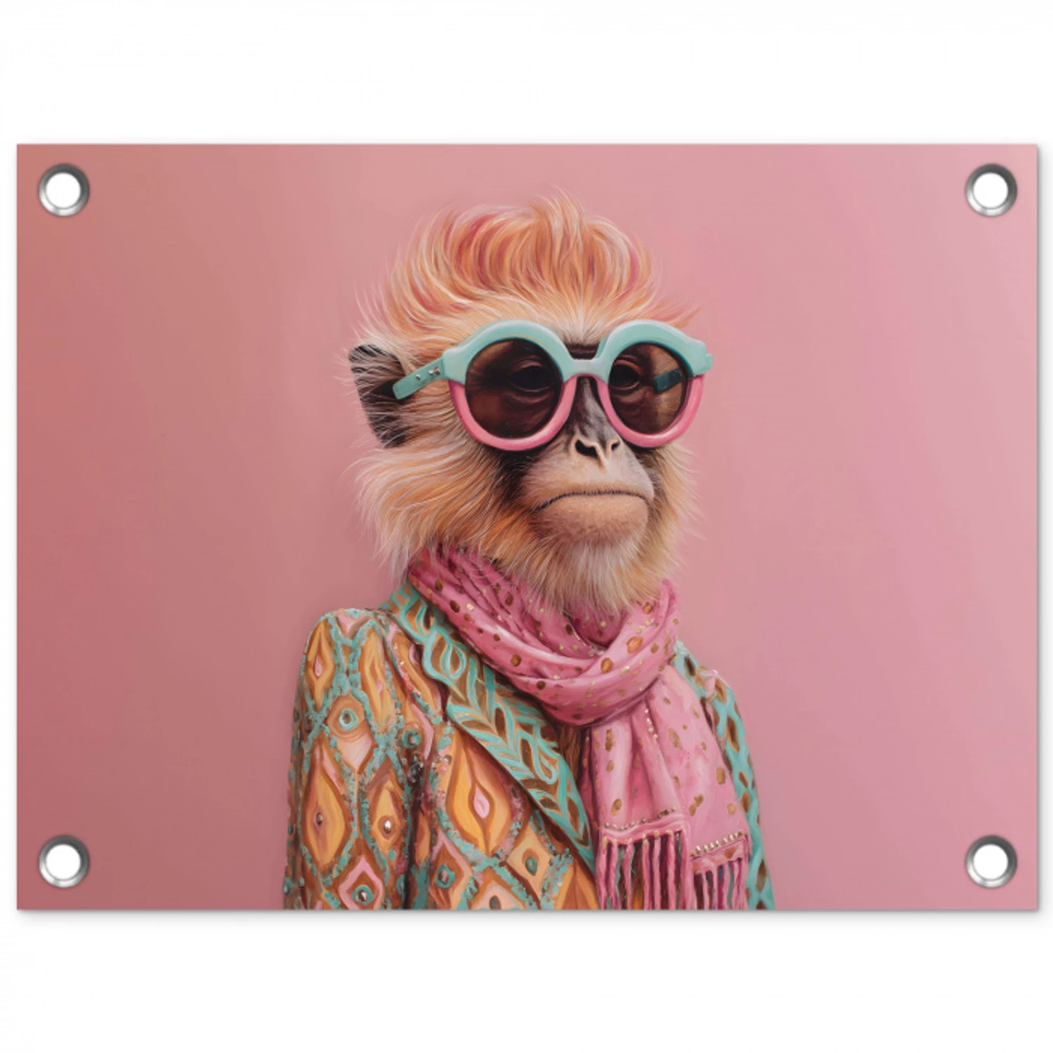 Sjaal - Aap - Zonnebril - Jasje tuinposter los doek klein -3d
