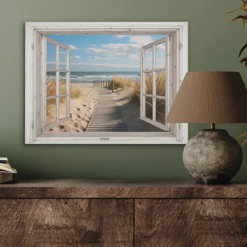 Raam - Zee - Kust - Natuur - Doorkijk - Strand - Waddenzee PET vilt klein -sfeer2
