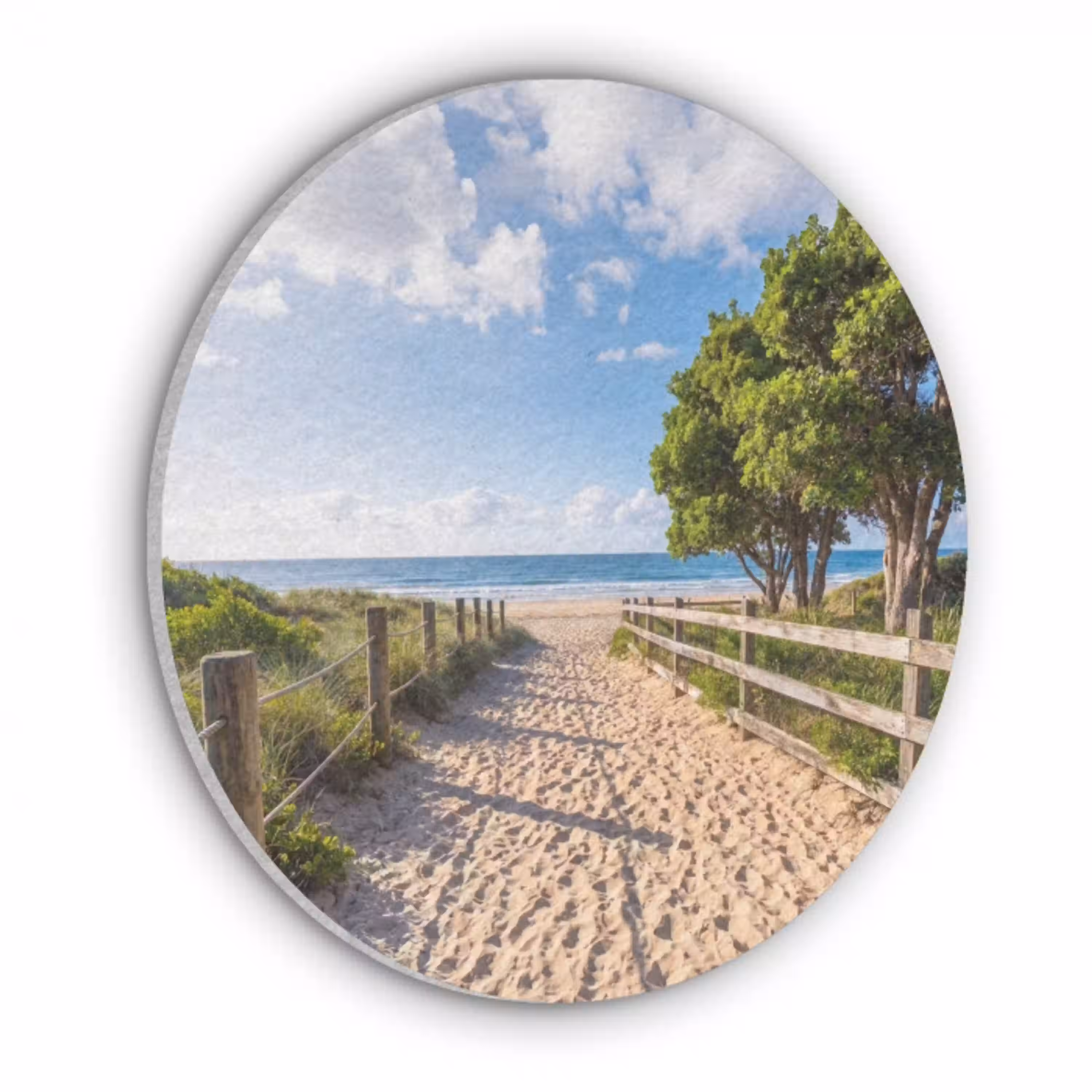 Strand - Zandpad - Oceaan - Natuur Akoestische PET Vilt - Rond klein -3d