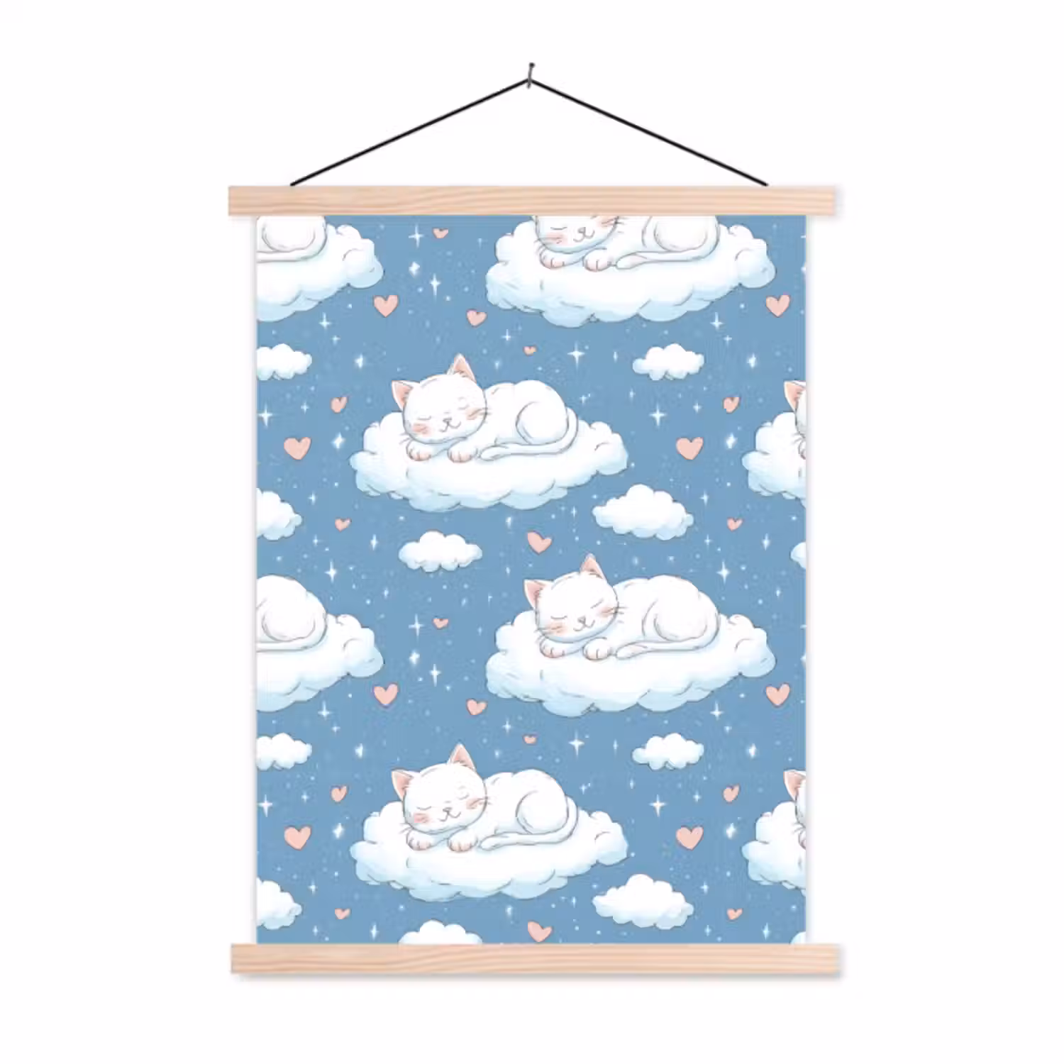 Hanging Poster - Kitten - Clouds - Blue