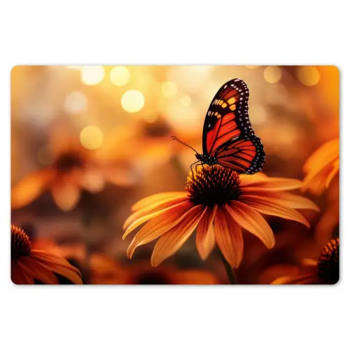 Vlinder - Bloemen - Oranje Placemat vinyl groot -zzsfeer1_Kitchenyeah-website