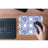 Cirkels - Bloemen - Blauw muismat rubber klein 262 -toetsenbord