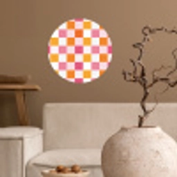 Patroon - Vierkant - Roze Wandcirkel behangsticker klein 186 -sfeer1