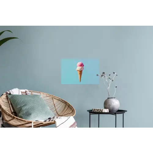 Bolletjes - Schepijs - Hoorntje - Blauw Muursticker klein -plant