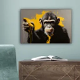 Aap - Chimpansee - Banaan - Geel - Dieren - Stropdas canvas 2cm klein -sfeer4