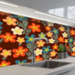 Retro - Patronen - Bloemen - Jaren 70 keuken achterwand 2 middel 871 -3d_schuin