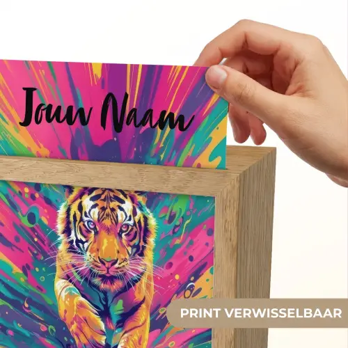 Tijger  - Wilde dieren - Kleurrijk - Verflook Light Box met kabel (Kinderlampje) klein -USP_websiteprintNL