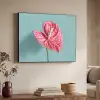 Blad - Anthurium - Stippen - Roze Textielframe zwart klein -sfeer3