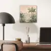 Tropisch landschap - palmbomen - Bloemen - Roze lucht aluminium wit klein -sfeer5