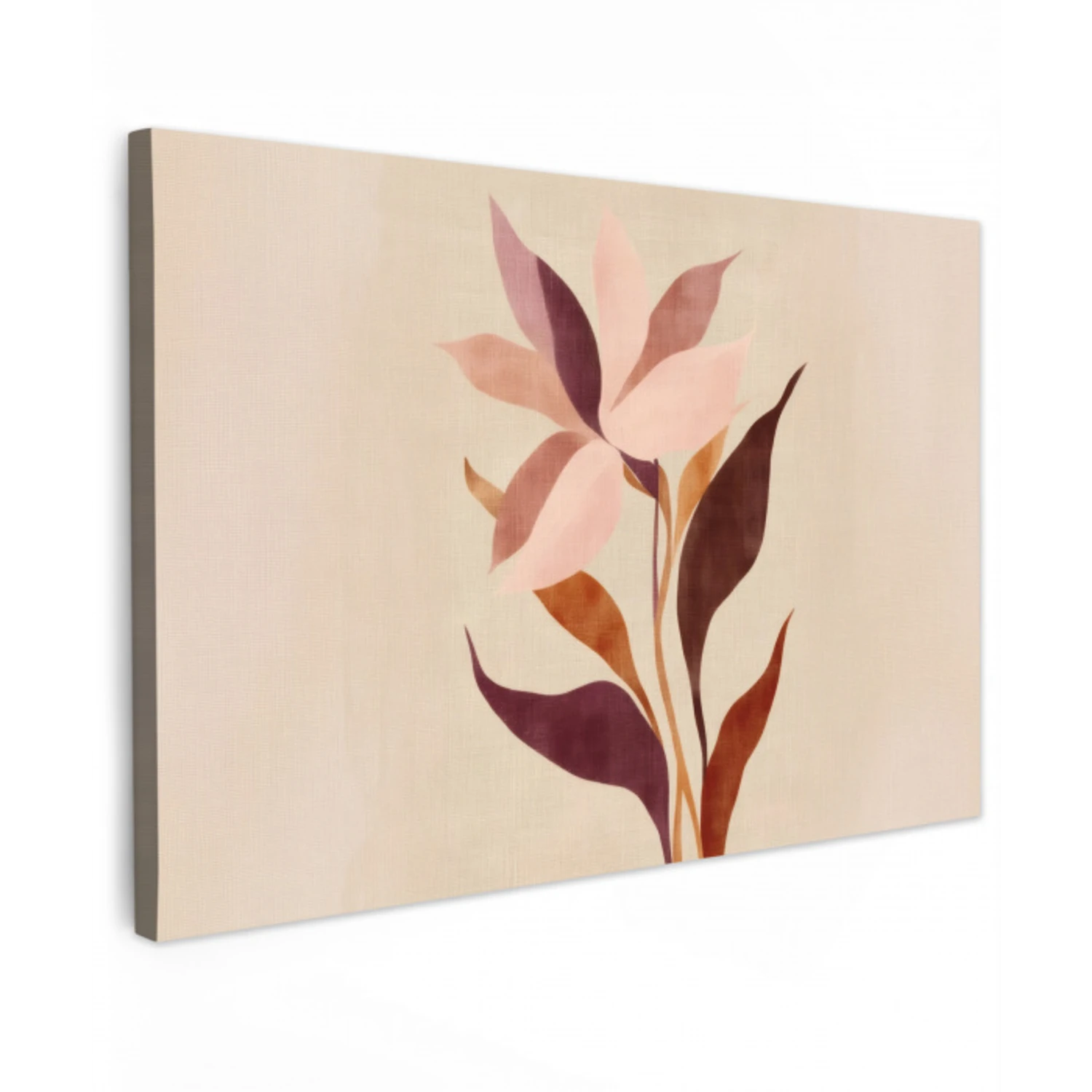 Bloemen - Blaadjes - Minimalistisch - Roze Tuinposter op houten frame 2 cm dik klein -3d