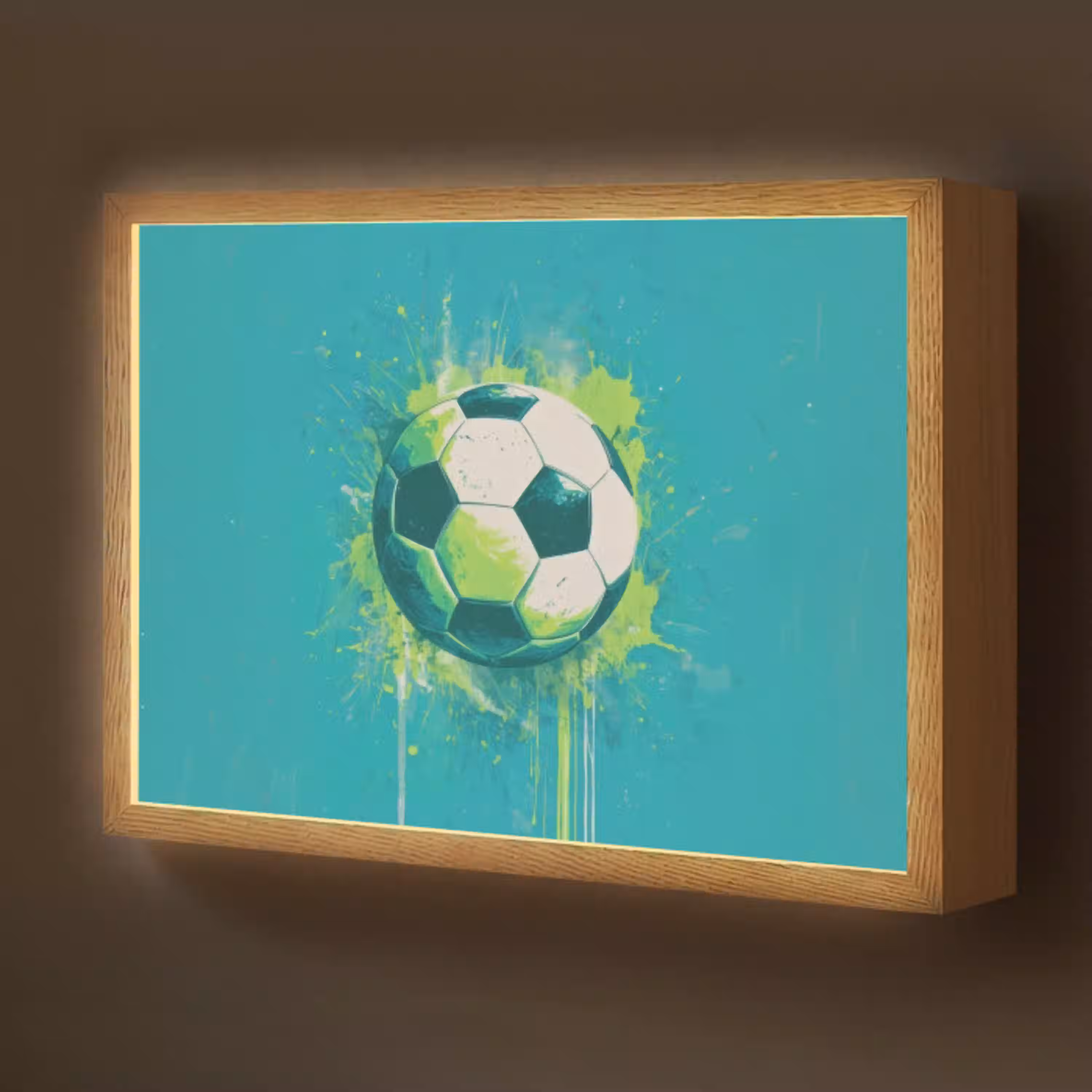 Voetbal - Abstract - Verfspatten - Groen Light Box met batterij (Wandlamp kind) middel -z3d_website