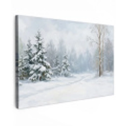 Bospad - Dennen - Sneeuw - Winter - Rustgevend canvas 2cm klein -z3d
