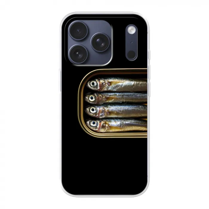 Sardines - Blik - Zwart - Vissen Telefoonhoesje iPhone 17 Pro klein -3d