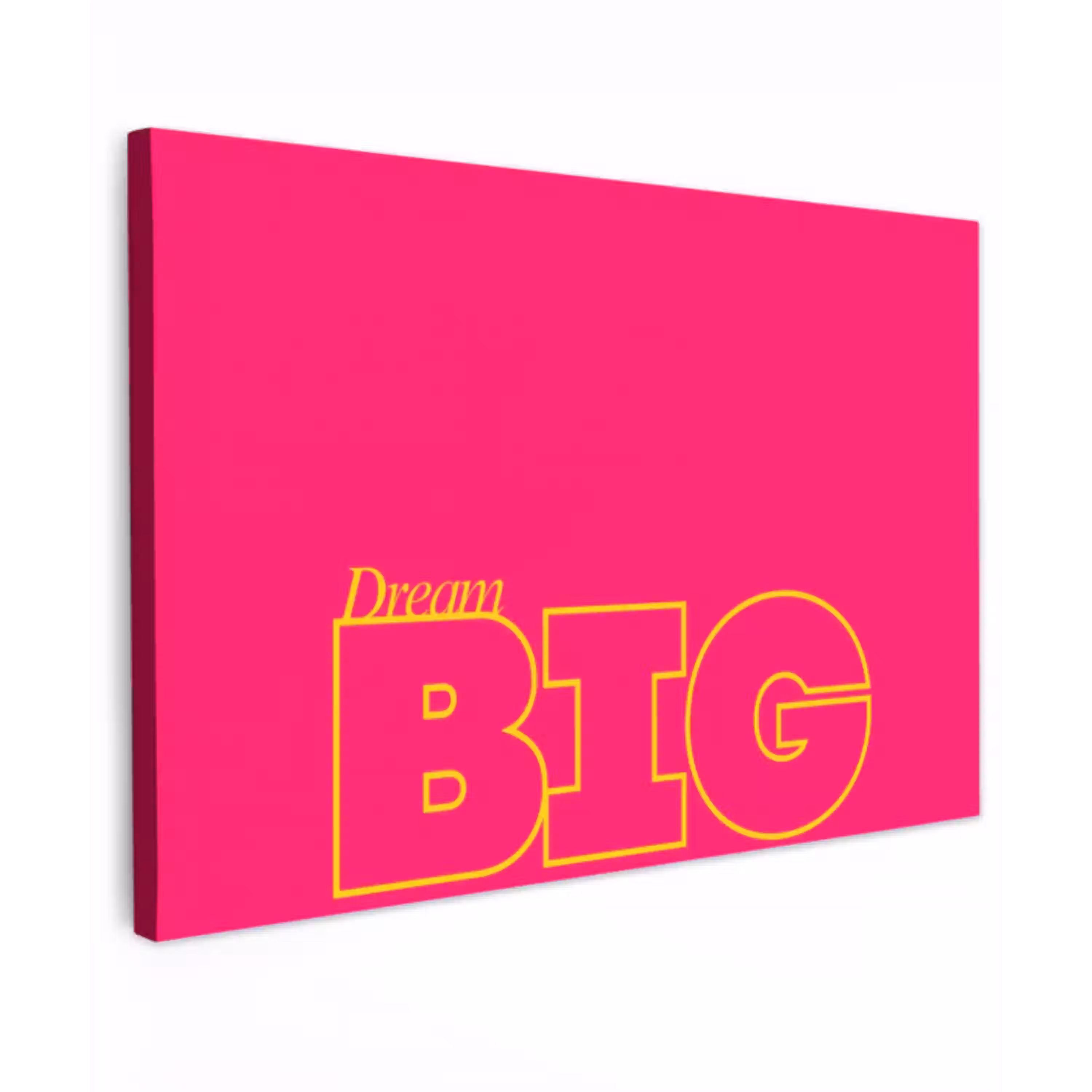 Minimalistisch - Roze - Dream big - Grafisch Tuinposter op houten frame 2 cm dik klein -3d