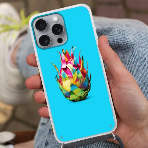 Drakenfruit - Blauw - Levendig Hoesje iPhone 16 Pro Max met koord klein -sfeer3