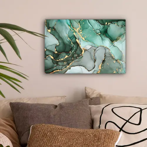 Goud - Marmer - Groen - Luxe - Marmerlook - Grijs canvas 2cm klein -sfeer1