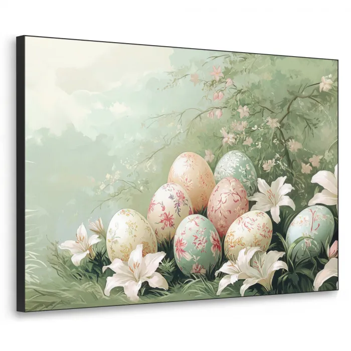 Paaseieren - Pasteltinten - Bloemen Textielframe - compleet frame klein -3d