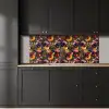 Warm - Patroon - Penseel - Viooltjes keuken achterwand 2 middel 871 -sfeer1