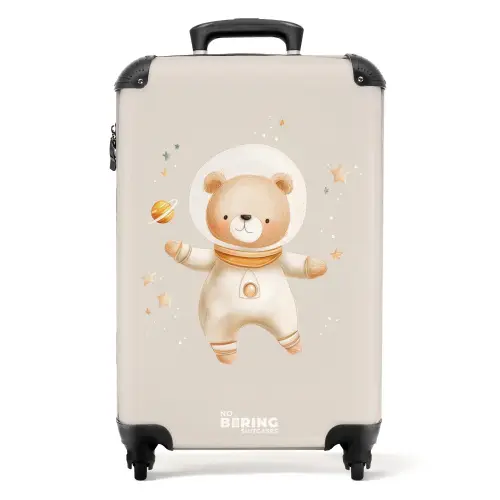 Beige ruimtebeer zweeft tussen sterren NBS - Handbagage koffer - Kinderen Unisex middel -productfoto_recht