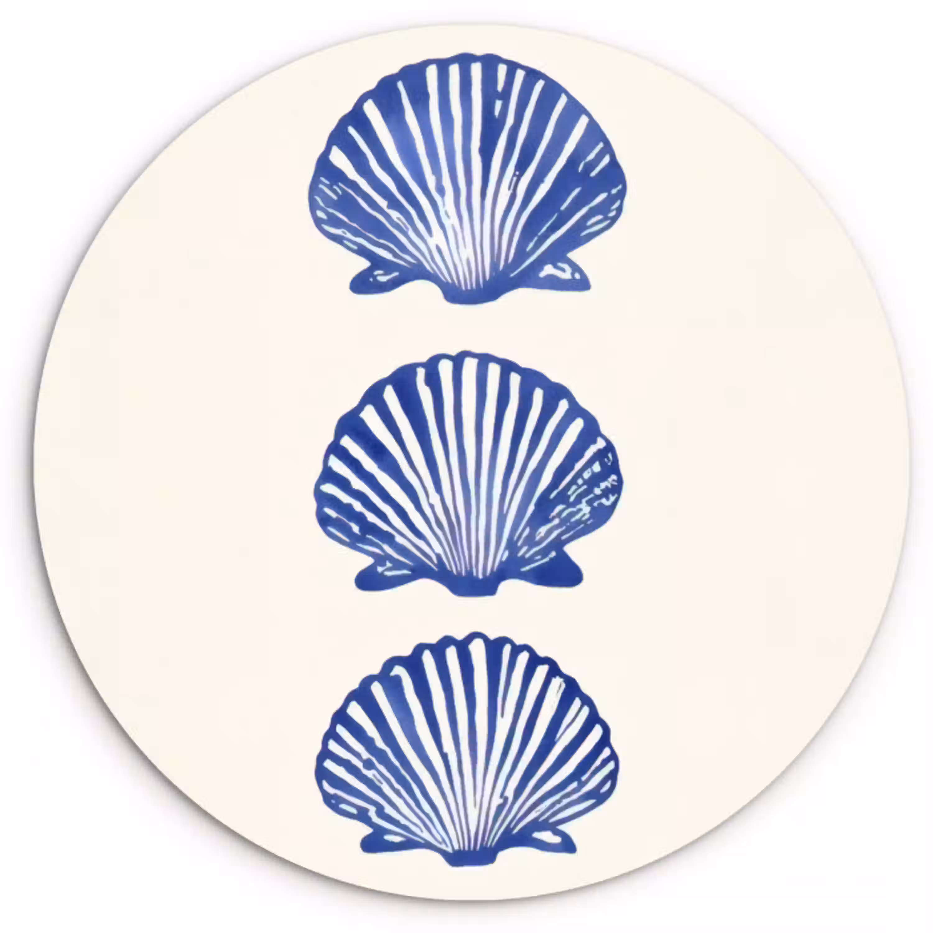 Schelpen - Blauw - Patroon Wandcirkel kunststof plaat 5mm dik klein -3d