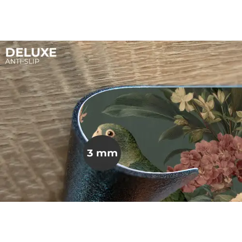Groene papegaai - Kleurrijke bloemen - Donkere achtergrond Placemat vinyl groot -closeup