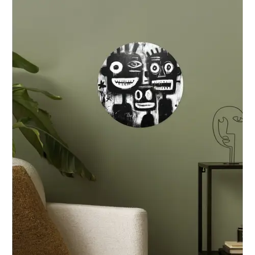 Schilderij - Figuren - Zwart - Abstract Wandcirkel behangsticker klein -sfeer2